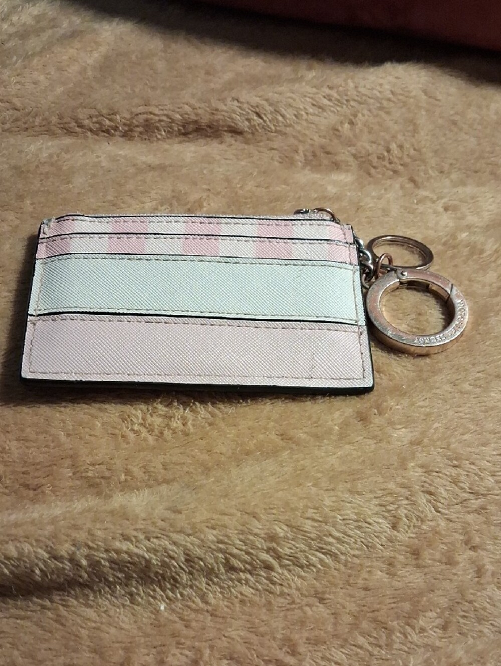 Victoria's Secret Pink & White Stripe Card Holder Keyring - Picture 2 of 3